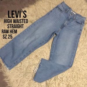 Levi’s High Waisted Straight Raw Hem Jeans-Sz 25
